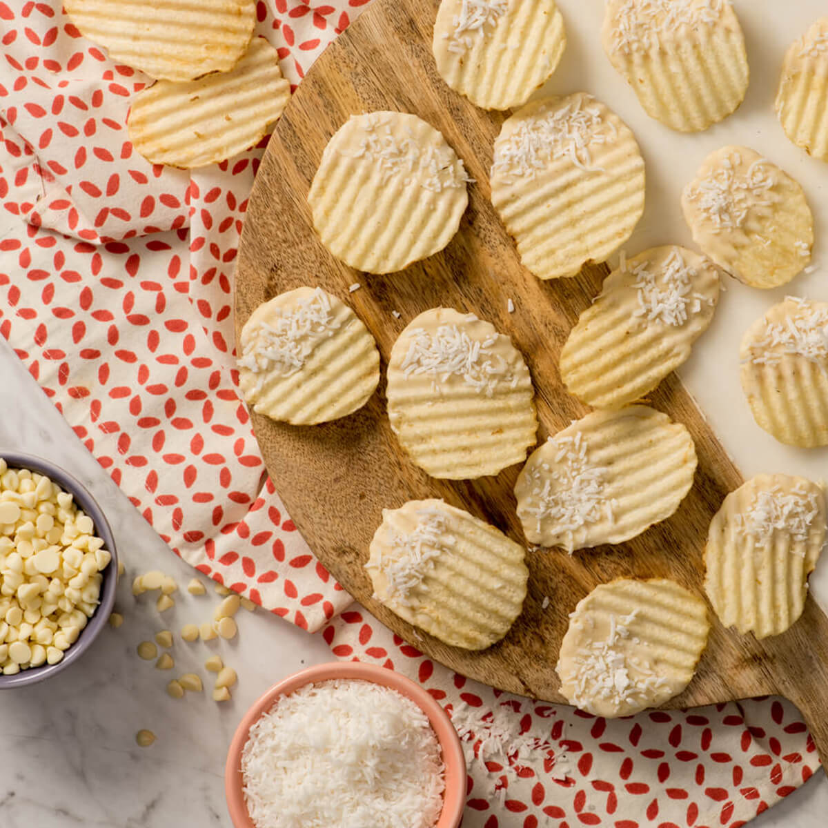 Papas fritas con chocolate blanco