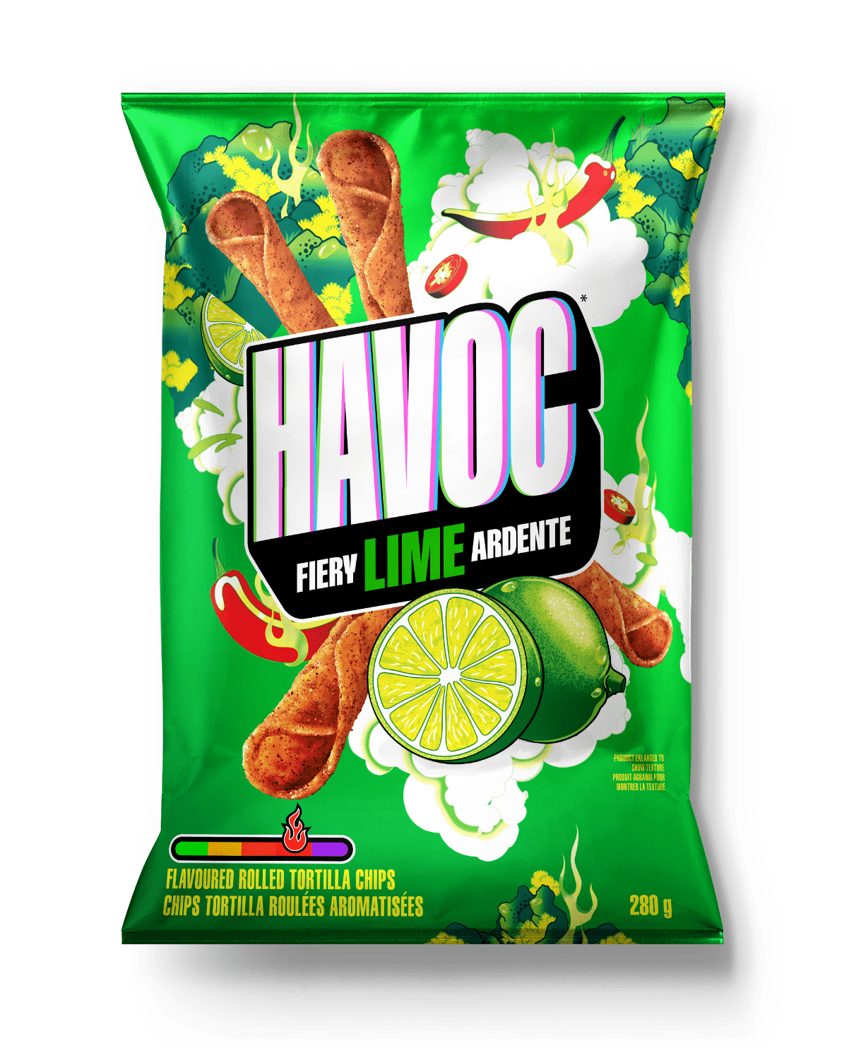 <span>Havoc<sup>TM</sup></span> Fiery Lime Flavoured<br /> Rolled Tortilla Chips