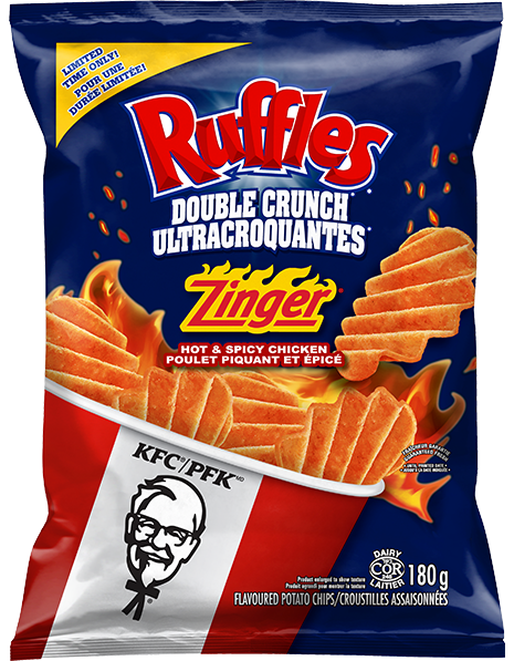 RUFFLES DOUBLE CRUNCH<sup>®</sup> KFC Zinger Hot & Spicy Chicken Flavoured Potato Chips