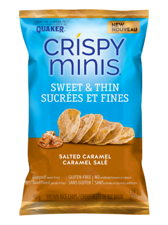 Quaker<sup>®</sup> croustilles de riz brun <br> Crispy Minis<sup>®</sup> Sucrées et fines caramel salé