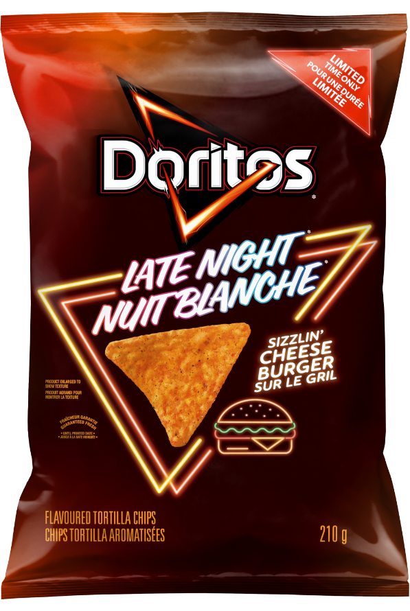 Doritos - Doritos Late Night Sizzlin’ Cheeseburger Flavoured Tortilla Chips