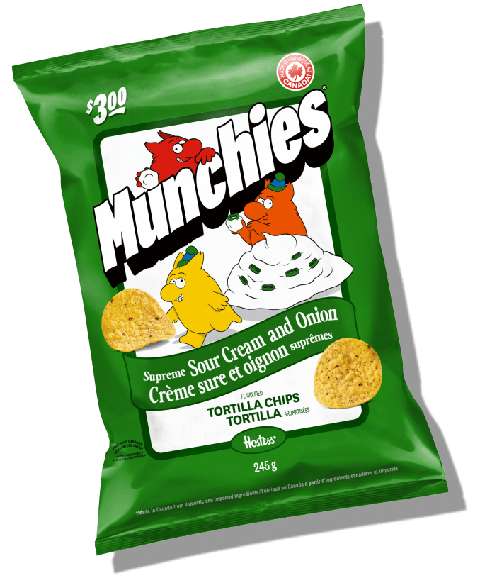 Munchies® Supreme Sour Cream & Onion Flavoured Tortilla Chips Packshot