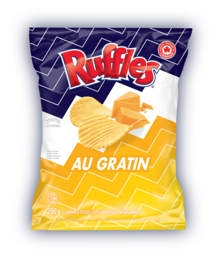 RUFFLES<sup>®</sup> Au Gratin Flavoured Potato Chips