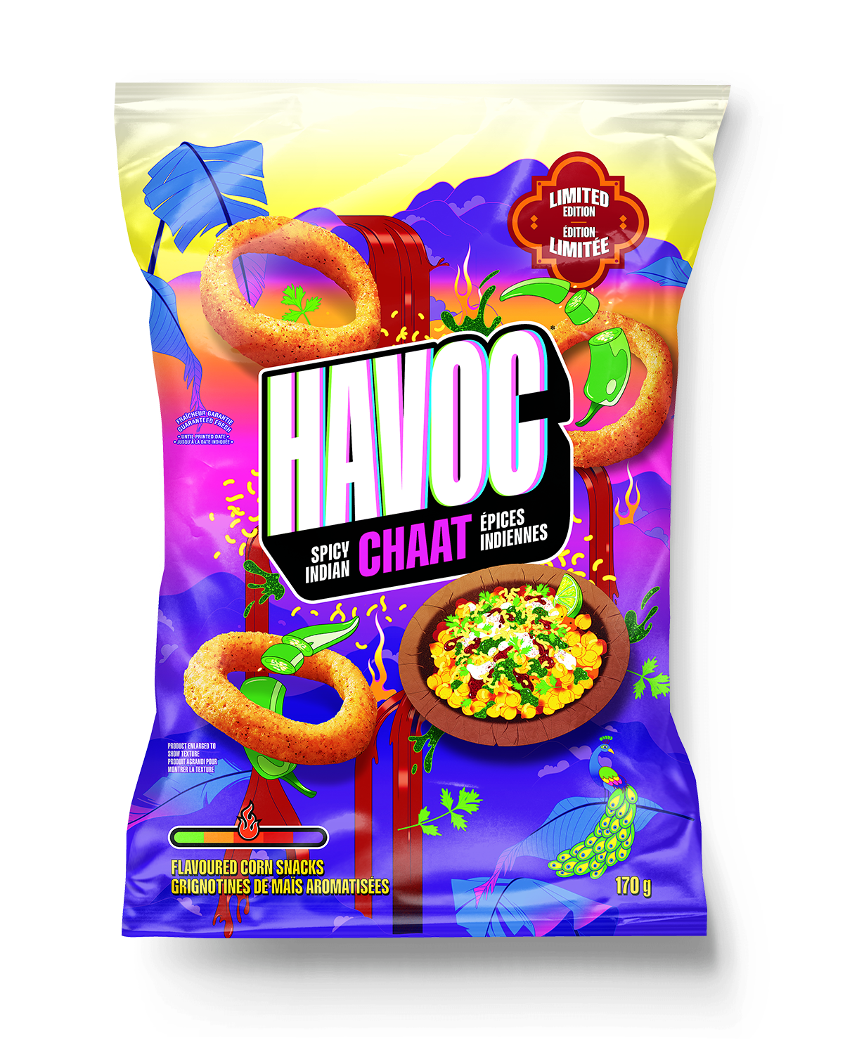 <span>Havoc<sup>®</sup></span> Spicy Indian Chaat<br /> Flavoured Corn Snacks